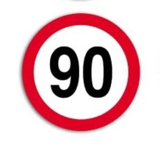 Таблиця, "ліміт" швидкості 90 км/г 200мм