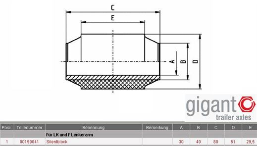 Сайлентблок рессоры GIGANT FB70HD