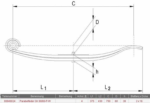 Рессора параболическая GK80/80-P