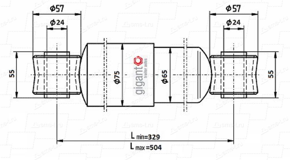 Амортизатор GIGANT L=329/504
