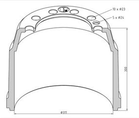 Барабан тормозной SMB 311x203x300