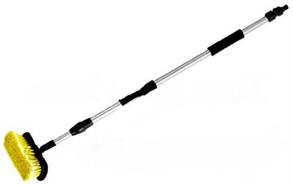 Телескопическая щетка для мытья автомобиля с насадкой под шланг и запирающим краном 1,8м