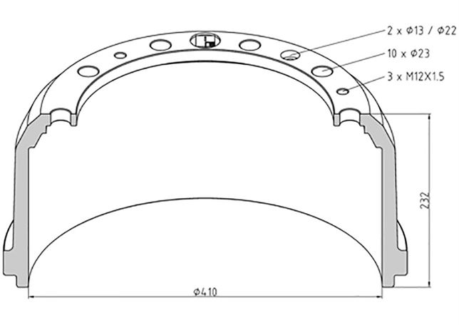 Барабан гальмівний MAN 410x232 TGA/TGS/TGX /П/ (36B0159M AA)