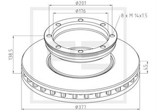 Диск тормозной задний (D=377мм)/9754230612