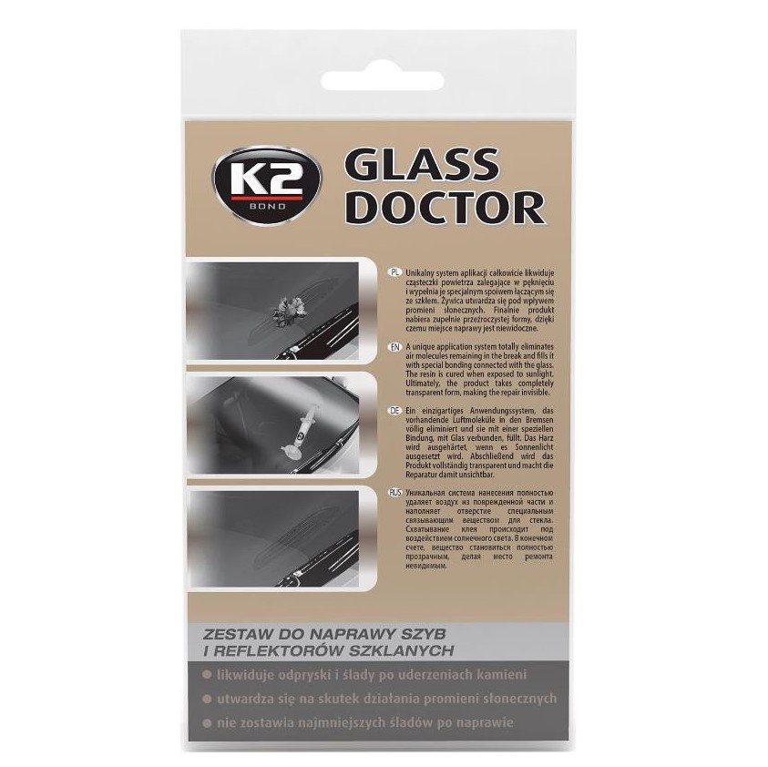 Клей для ремонту вітрового скла K2 Glass Doctor прозорий 0,8 мл 