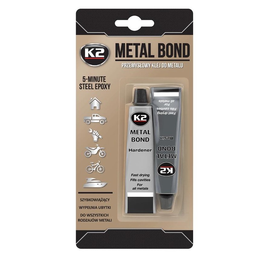 Клей для ремонту металевих виробів K2 Metal Bond прозорий 56,7 г 
