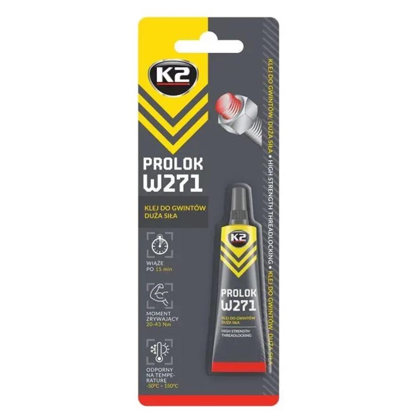 Клей-фіксатор для різьбових з'єднань K2 Prolok W271 червоний 6 мл 