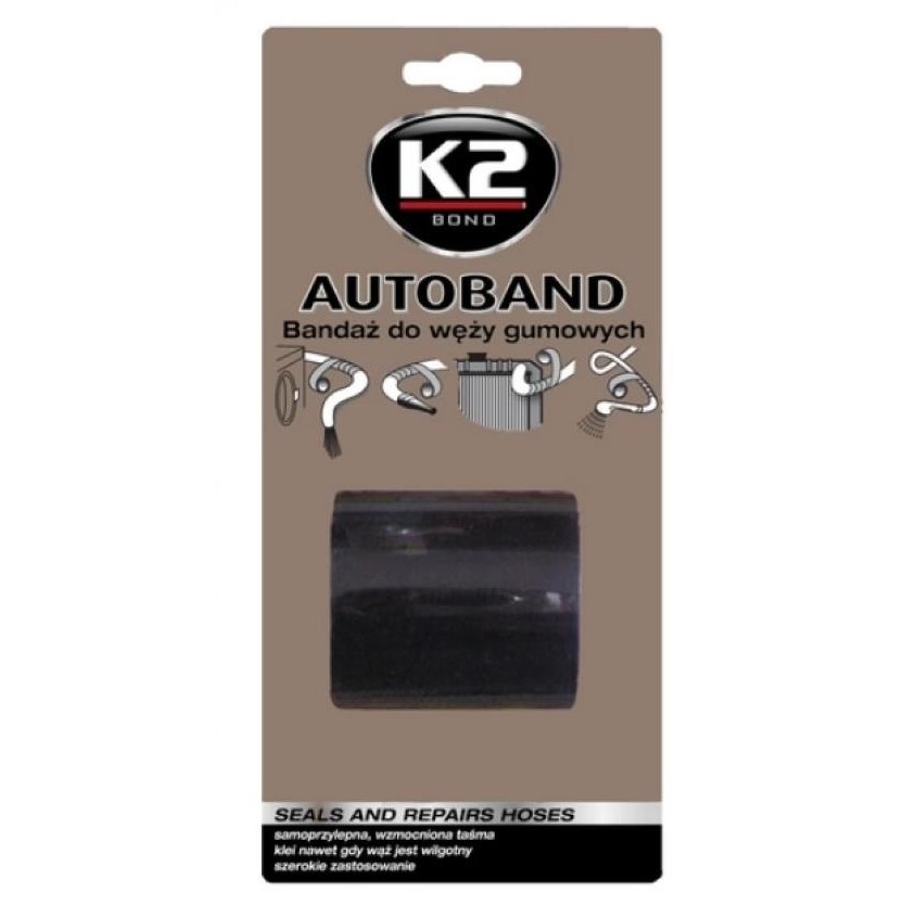 Лента клейкая для ремонта резиновых шлангов K2 Autoband черная 5 см x 3 м 