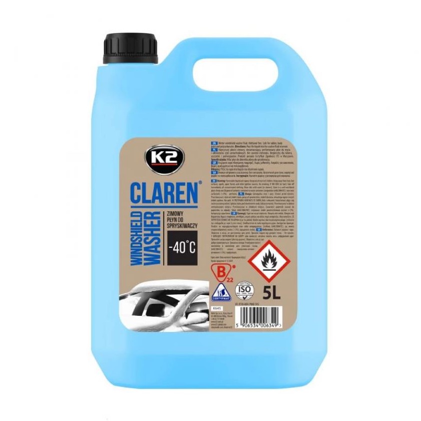Омивач скла зимовий K2 Claren Windshield Washer -40 °C з нейтральним ароматом концентрат 5 л 