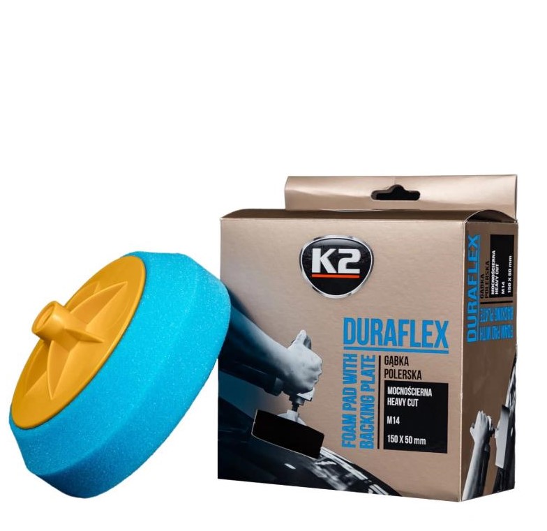 Губка для полировки K2 Duraflex на липучке голубая 150 мм х 50 мм 