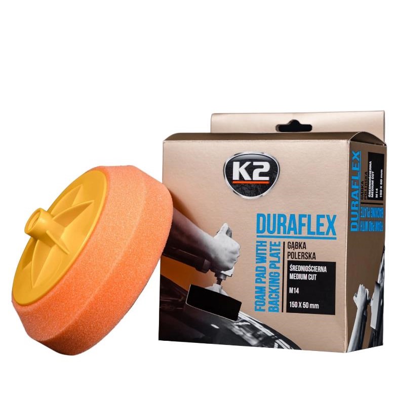 Губка для полировки K2 Duraflex на оранжевой липучке 150 мм х 50 мм 