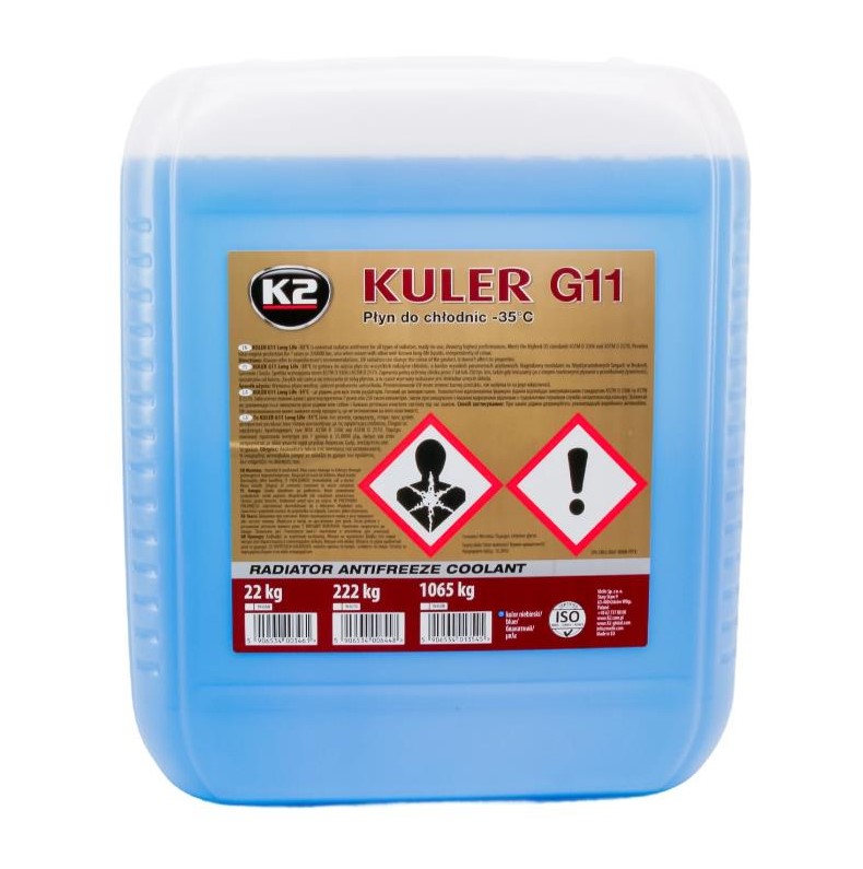 Рідина охолоджуюча K2 Kuler Long Life -35 °C G11 блакитна 22 кг 
