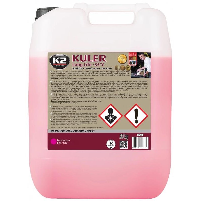 Рідина охолоджуюча K2 Kuler Long Life -35 °C G13 рожева 20 кг 