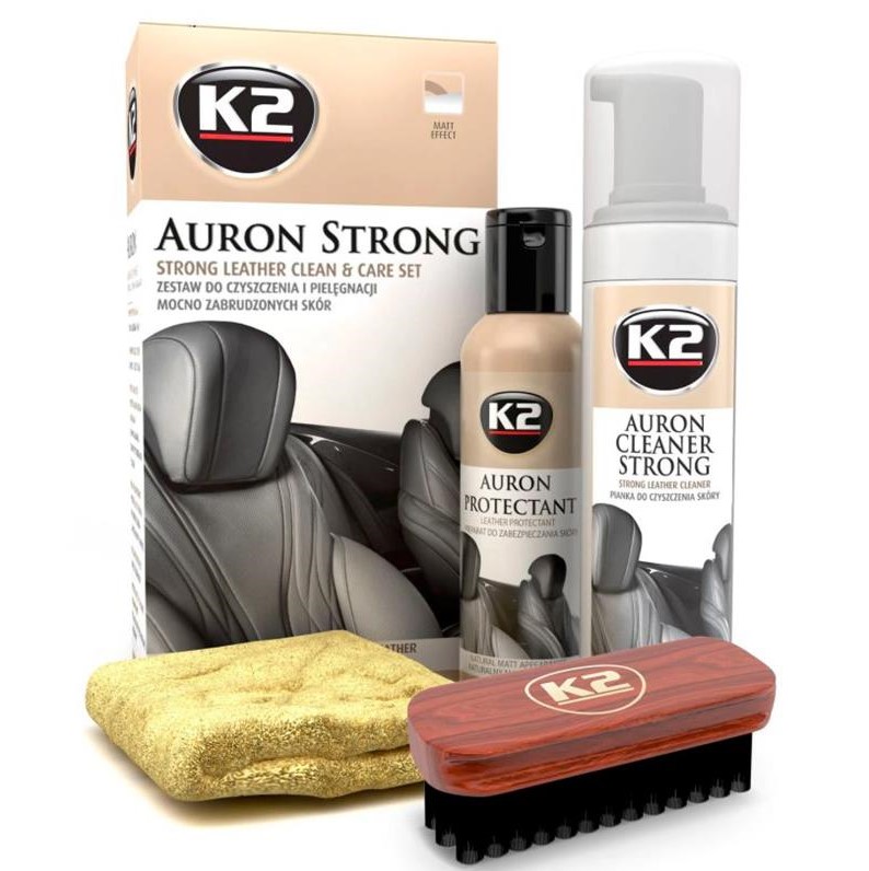 Набор по уходу за кожаной обивкой К2 Auron Strong Set со щеткой и микрофиброй 