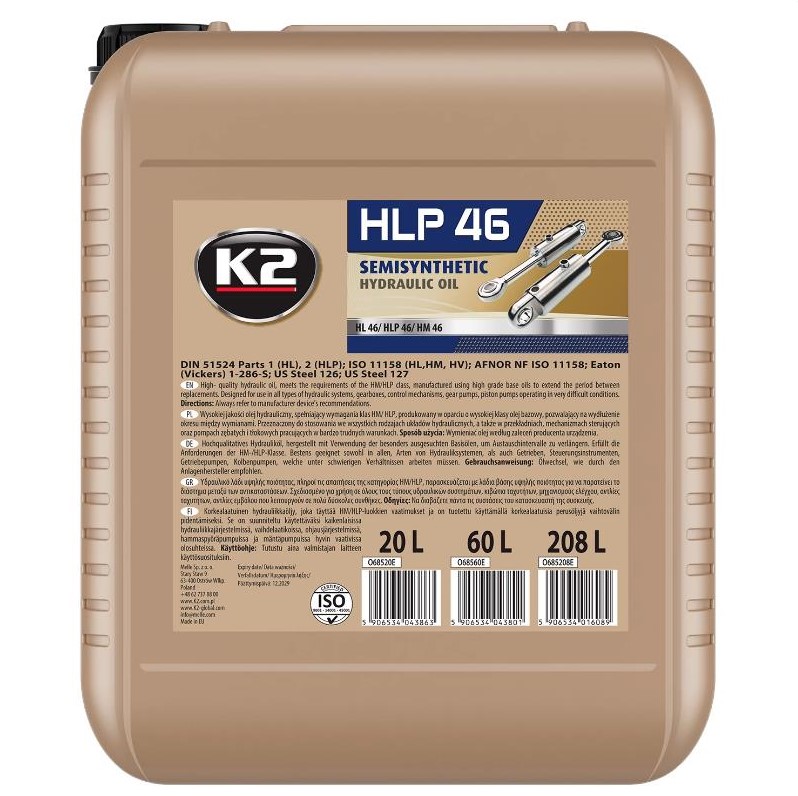Олива гідравлічна K2 HLP 46 Hydraulic 20 л 