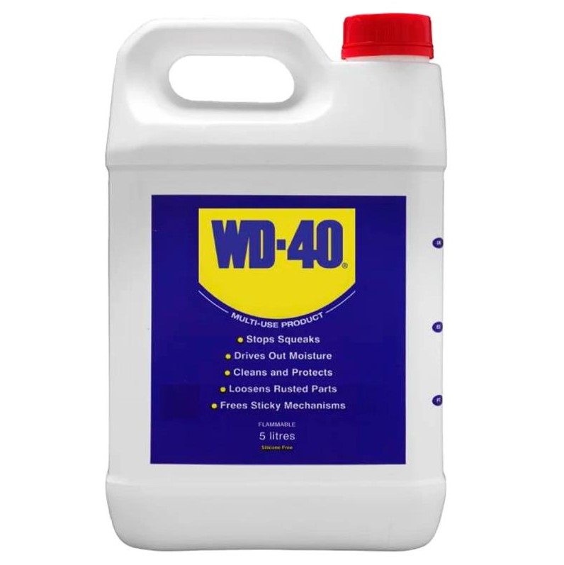 Смазка универсальная WD-40 жидкое минеральное прозрачное без распылителя 5 л 