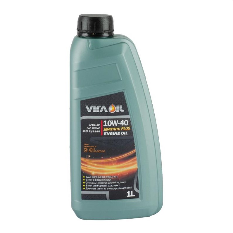 Олива моторна Vira Semisynthetic Plus SL/CF A3/B3/B4 10W-40 VW 501.01/505.00 MB 229.1 1 л  