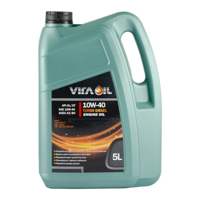 Олива моторна Vira Turbo Diesel SL/CF A3/B3/B4 10W-40 VW 501.01/505.00 MB 229.1 5 л  