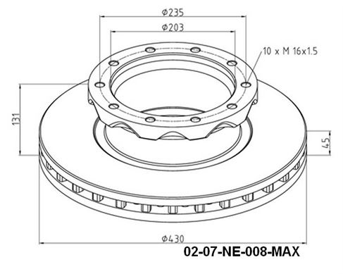 Диск тормозной 430/203x45/131 / перед / лев / прав