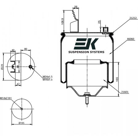 Пневмоподушка VOLVO 6605NP01 з стаканом