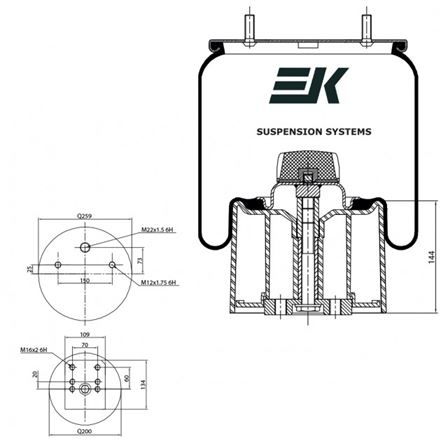 Пневмоподушка BPW 940MB з пластиковим стаканом