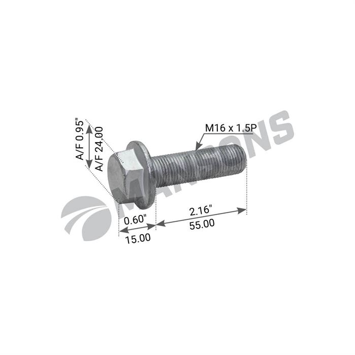 Болт М16х1,5х55 крепления тормозного суппорта SAF SKRB9019/9022 короткий