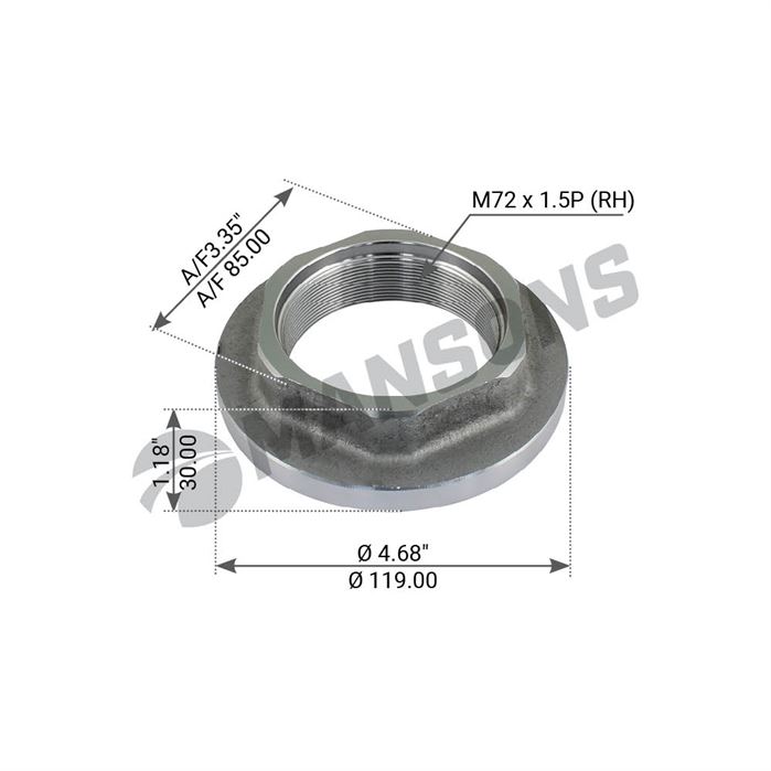 Гайка оси правая M72x1,5 SAF SKRB 9019/9022K SW85 