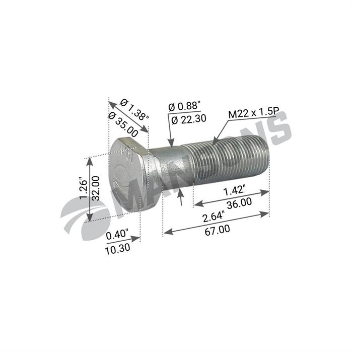 Шпилька колісна М22х1,5/67 SAF SKRB 9019/9022