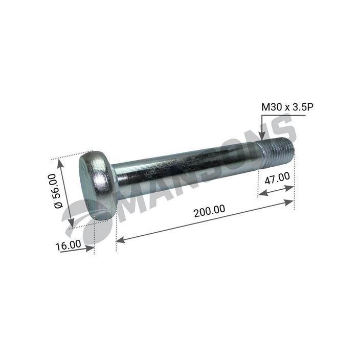 Болт М30х3,5х200 сайлентблока (головка круглая 56 мм) 