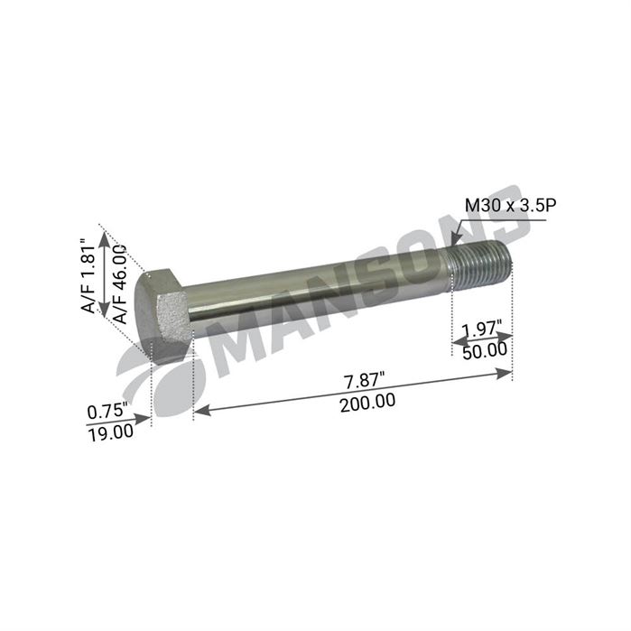 Болт М30х3,5х200 сайлентблока (головка шестигранна)