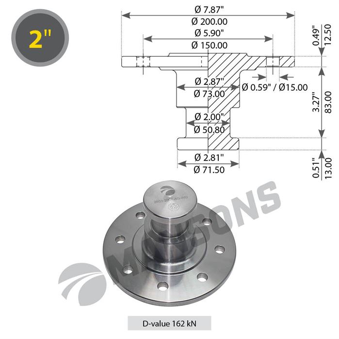 Шкворень прицепа 2" KZ-1012-01