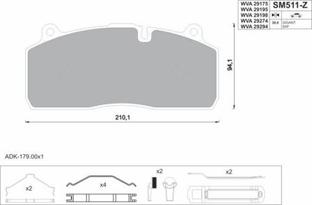 Колодки гальмівні 29175/29195 HALDEX DBT22LT,DB22LT