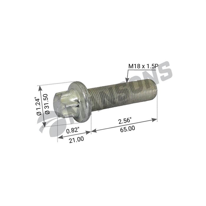 Болт М18х1,5х65 соединительный фланца и ступицы SKRB 9019K/9022