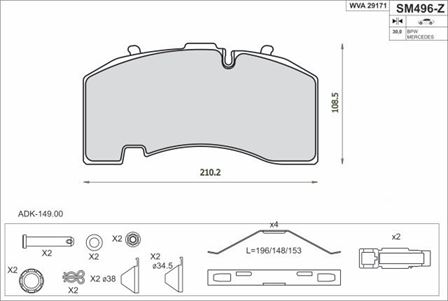 Колодки гальмівні 29171 Knorr SK7, SB4309 05.2003=>