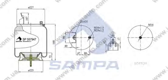 Пневморесора підвіски зі стаканом 6614NP01 (металевий)
